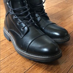 Men’s Black Leather Boots - Public Opinion
